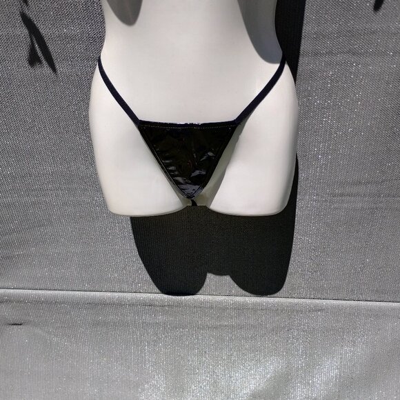 Alivila Y (S) Wet Look Zippered Overbust Corset and Panty Set - Picture 7 of 12